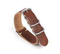 HASGTFM Correa de cuero de la OTAN ZULU RELOJ DE RELOJ DE ZULU 20mm 22 mm puntadas hechos a mano pulsera pulsera anillo de acero relojes de hebilla de reemplazo(Brown,22mm)