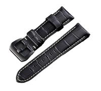 HASGTFM Correa de cuero for patrón de bambú, correas de reloj en negro, azul y marrón, 20mm, 22mm, 24mm y 26mm, accesorios for reloj(Black(black buckle),24mm)