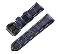 HASGTFM Correa de cuero for patrón de bambú, correas de reloj en negro, azul y marrón, 20mm, 22mm, 24mm y 26mm, accesorios for reloj(Blue(black buckle),24mm)