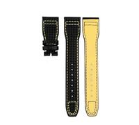 HASGTFM Correa de cuero for patrón de fibra de carbono for IWC Fit for la serie Pilot IW377903 IW389108 Correas de reloj de cuero 20 mm 21 mm 22 mm Pulsera for hombres(01-no bucke,22mm)