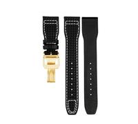 HASGTFM Correa de cuero for patrón de fibra de carbono for IWC Fit for la serie Pilot IW377903 IW389108 Correas de reloj de cuero 20 mm 21 mm 22 mm Pulsera for hombres(03-silver bucke-02,22mm)