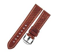 HASGTFM Correa de cuero porosa for ver la banda de muñeca Cinturón de cuero transpirable Bandas de cuero Pulsera 20mm 22mm 23mm Vintage Gray Gray(Red,23mm)