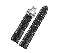 HASGTFM Correa de cuero Reloj de reloj Ajuste for 12/14 / 16/17/19/19/20/21/22 / 23mm Relojes Cinturón de muñeca Hebilla de mariposa(Black white,23mm)