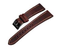 HASGTFM Correa de cuero suave hecha a mano, correa de reloj Retro antigua de 18, 19, 20, 21 y 22MM, correa de cuero marrón desgastada for hombre(Schwarz,21mm)