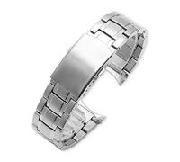 HASGTFM Correa de extremo curvado sólido de 22 mm for Casio MTP-1374 MTP-1375 Pulsera de muñeca Cintura de metal de banda de acero inoxidable(Silver for MTP-1375)