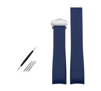 HASGTFM Correa de goma de silicona for reloj for hombre, correa de reloj for interfaz de arco de 22mm, suave, agradable a la piel, negra y azul, apta for Tag Heuer AQUARACER Carrera F1(Blue-Silver)