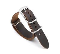 HASGTFM Correa de la OTAN Reloj de cuero 20 mm 22 mm 24 mm Correa vintage for hombres Mujeres Muñecas Reloj Reemplazo(Dark coffee-S buckle,24mm)