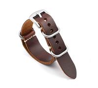 HASGTFM Correa de la OTAN Reloj de cuero 20 mm 22 mm 24 mm Correa vintage for hombres Mujeres Muñecas Reloj Reemplazo(Red brown-S buckle,20mm)