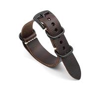 HASGTFM Correa de la OTAN Reloj de cuero 20 mm 22 mm 24 mm Correa vintage for hombres Mujeres Muñecas Reloj Reemplazo(Dark brown-B buckle,22mm)