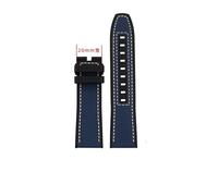 HASGTFM Correa de lona for reloj fit for Mido M038 Breitling, parte inferior de goma, 22mm, suave, resistente al agua, estilo hebilla(Blue-white line)