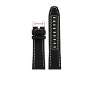 HASGTFM Correa de lona for reloj fit for Mido M038 Breitling, parte inferior de goma, 22mm, suave, resistente al agua, estilo hebilla(Black-white line)