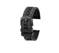 HASGTFM Correa de lona for reloj fit for Mido M038 Breitling, parte inferior de goma, 22mm, suave, resistente al agua, estilo hebilla(Black-white line-B)