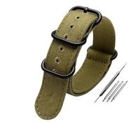HASGTFM Correa de lona gruesa de 20mm, 22mm, 24mm y 26mm, correas militares de nailon resistente, correa de reloj Retro trenzada, bandas de tela balística aptas for Tudor(Green-black buckle,24mm)