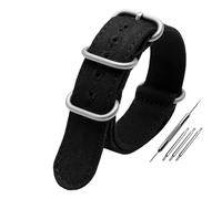 HASGTFM Correa de lona gruesa de 20mm, 22mm, 24mm y 26mm, correas militares de nailon resistente, correa de reloj Retro trenzada, bandas de tela balística aptas for Tudor(Black-silver buckle,24mm)