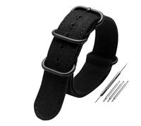 HASGTFM Correa de lona gruesa de 20mm, 22mm, 24mm y 26mm, correas militares de nailon resistente, correa de reloj Retro trenzada, bandas de tela balística aptas for Tudor(Black-black buckle,24mm)