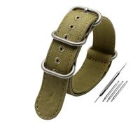 HASGTFM Correa de lona gruesa de 20mm, 22mm, 24mm y 26mm, correas militares de nailon resistente, correa de reloj Retro trenzada, bandas de tela balística aptas for Tudor(Green-silver buckle,20mm)
