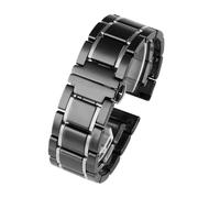 HASGTFM Correa de lujo de cerámica y acero inoxidable de 20 mm y 22 mm, color negro y dorado, apta for Samsung S2 3 4, apta for Huawei GT, correa de reloj, pulsera, cinturón(Black X silver,22mm)