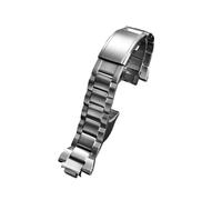 HASGTFM Correa de muñeca convexa fina y transpirable for hombre, 26x14mm, compatible con CASIO Fit For G-SHOCK GST-B400, correa de nailon de piel de vaca, accesorios de reloj(Steel metal)