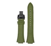 HASGTFM Correa de muñeca convexa fina y transpirable for hombre, 26x14mm, compatible con CASIO Fit For G-SHOCK GST-B400, correa de nailon de piel de vaca, accesorios de reloj(Green black Folding)