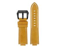 HASGTFM Correa de muñeca convexa fina y transpirable for hombre, 26x14mm, compatible con CASIO Fit For G-SHOCK GST-B400, correa de nailon de piel de vaca, accesorios de reloj(Khaki black buckle)