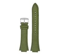 HASGTFM Correa de muñeca convexa fina y transpirable for hombre, 26x14mm, compatible con CASIO Fit For G-SHOCK GST-B400, correa de nailon de piel de vaca, accesorios de reloj(Green steel pin)