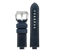 HASGTFM Correa de muñeca convexa fina y transpirable for hombre, 26x14mm, compatible con CASIO Fit For G-SHOCK GST-B400, correa de nailon de piel de vaca, accesorios de reloj(Blue Silver Buckle)