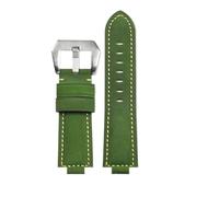 HASGTFM Correa de muñeca convexa fina y transpirable for hombre, 26x14mm, compatible con CASIO Fit For G-SHOCK GST-B400, correa de nailon de piel de vaca, accesorios de reloj(Army Green silver)