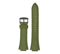 HASGTFM Correa de muñeca convexa fina y transpirable for hombre, 26x14mm, compatible con CASIO Fit For G-SHOCK GST-B400, correa de nailon de piel de vaca, accesorios de reloj(Green black pin)