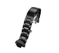 HASGTFM Correa de muñeca convexa fina y transpirable for hombre, 26x14mm, compatible con CASIO Fit For G-SHOCK GST-B400, correa de nailon de piel de vaca, accesorios de reloj(Black metal)