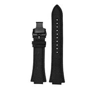 HASGTFM Correa de muñeca convexa fina y transpirable for hombre, 26x14mm, compatible con CASIO Fit For G-SHOCK GST-B400, correa de nailon de piel de vaca, accesorios de reloj(Black black Folding)