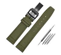 HASGTFM Correa de nailon impermeable for reloj de hombre, ajuste universal, ajuste piloto, parte trasera de lona portuguesa, correa de reloj de cuero for hombre, pulsera verde militar de 20 21MM 22MM(