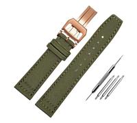 HASGTFM Correa de nailon impermeable for reloj de hombre, ajuste universal, ajuste piloto, parte trasera de lona portuguesa, correa de reloj de cuero for hombre, pulsera verde militar de 20 21MM 22MM(