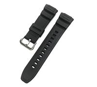 HASGTFM Correa de pulsación de silicona Ajuste for Casio W-S220 HDD-S100 MCW-100 110H AE-2000W 1 Banda de reloj de correa impermeable de 6mm(Silver buckle)