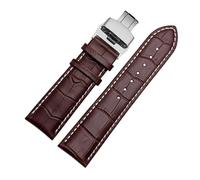 HASGTFM Correa de reloj 23 mm 24 mm 26 mm 28 mm Ancho grande Negro Marrón Correa de reloj de cuero for hombre pulseras(Brown white-silver,20mm)