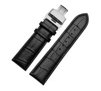 HASGTFM Correa de reloj 23 mm 24 mm 26 mm 28 mm Ancho grande Negro Marrón Correa de reloj de cuero for hombre pulseras(Black-silver,28mm)