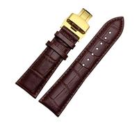 HASGTFM Correa de reloj 23 mm 24 mm 26 mm 28 mm Ancho grande Negro Marrón Correa de reloj de cuero for hombre pulseras(Brown-gold,20mm)
