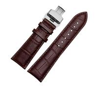HASGTFM Correa de reloj 23 mm 24 mm 26 mm 28 mm Ancho grande Negro Marrón Correa de reloj de cuero for hombre pulseras(Brown-silver,28mm)