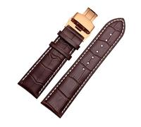 HASGTFM Correa de reloj 23 mm 24 mm 26 mm 28 mm Ancho grande Negro Marrón Correa de reloj de cuero for hombre pulseras(Brown white-rosegold,18mm)