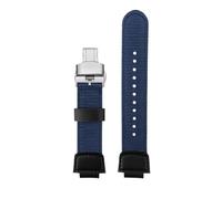 HASGTFM Correa de reloj convexa de 16m y 18mm for hombre casio, AQ-S810W, AEQ-110W, MCW-200, deportiva, transpirable, de lona y nailon, correa de silicona de resina(Blue silver Folding,For MCW-200)
