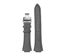HASGTFM Correa de reloj convexa for hombre, correa de cuero y nailon, EFB-680, ECB-10PB/DP/YD/HR, GST-B400, 26x14mm, 26x12mm, compatible con Casio Edifice(Grey silver Folding,26.14mm)