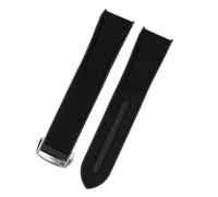 HASGTFM Correa de reloj de 20 mm y 22 mm for Omega Fit for Seamaster 300 Fit for Ocean Speedmaster 8900 Fit for Planet Ocean Hebilla plegable Correa de reloj de silicona Lona de nailon(Black black-sil