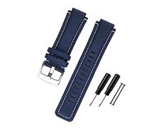 HASGTFM Correa de reloj de 24 * 16 mm apto for Timex T2N720 T2N721 TW2T76500 6300 6400 Serie de nylon+ pulsera de reloj de reemplazo de cuero for hombres mujeres(Blue-silver buckle)