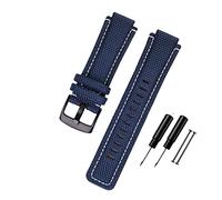 HASGTFM Correa de reloj de 24 * 16 mm apto for Timex T2N720 T2N721 TW2T76500 6300 6400 Serie de nylon+ pulsera de reloj de reemplazo de cuero for hombres mujeres(Blue-black buckle)