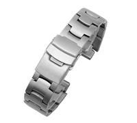 HASGTFM Correa de reloj de acero inoxidable de 18mm apta for Casio PROTRE PRG-250/PRG-260/PRG-270 PRW-3500/2500/5100 PRG-550 correa de reloj sólida for hombres(Silver-connect)