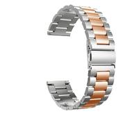 HASGTFM Correa de reloj de acero inoxidable de 22mm y 20mm apta for SAMSUNG Galaxy Watch 42 46mm GEAR S3 Active 2 Classic Fit for Galaxy Watch 3 Correas(Silver Rose Gold-Too,22MM)