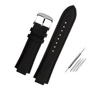 HASGTFM Correa de reloj de acero inoxidable macizo apta for Casio Edifice EFB-680, correa de reloj plateada y negra, correa de muñeca convexa for hombre, pulsera de 14mm(Black nylon Silver)