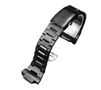 HASGTFM Correa de reloj de acero inoxidable macizo apta for Casio Edifice EFB-680, correa de reloj plateada y negra, correa de muñeca convexa for hombre, pulsera de 14mm(Schwarz)