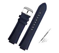 HASGTFM Correa de reloj de acero inoxidable macizo apta for Casio Edifice EFB-680, correa de reloj plateada y negra, correa de muñeca convexa for hombre, pulsera de 14mm(Blue Nylon Silver)