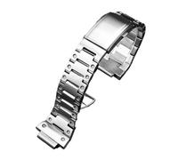 HASGTFM Correa de reloj de acero inoxidable macizo apta for Casio Edifice EFB-680, correa de reloj plateada y negra, correa de muñeca convexa for hombre, pulsera de 14mm(Silver)