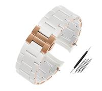 HASGTFM Correa de reloj de acero inoxidable recubierta de silicona, pulsera de reloj de 20mm y 23mm en blanco y negro for hombres y mujeres, apta for Armani AR5890/5891/5906/5921(White rose gold,20mm)